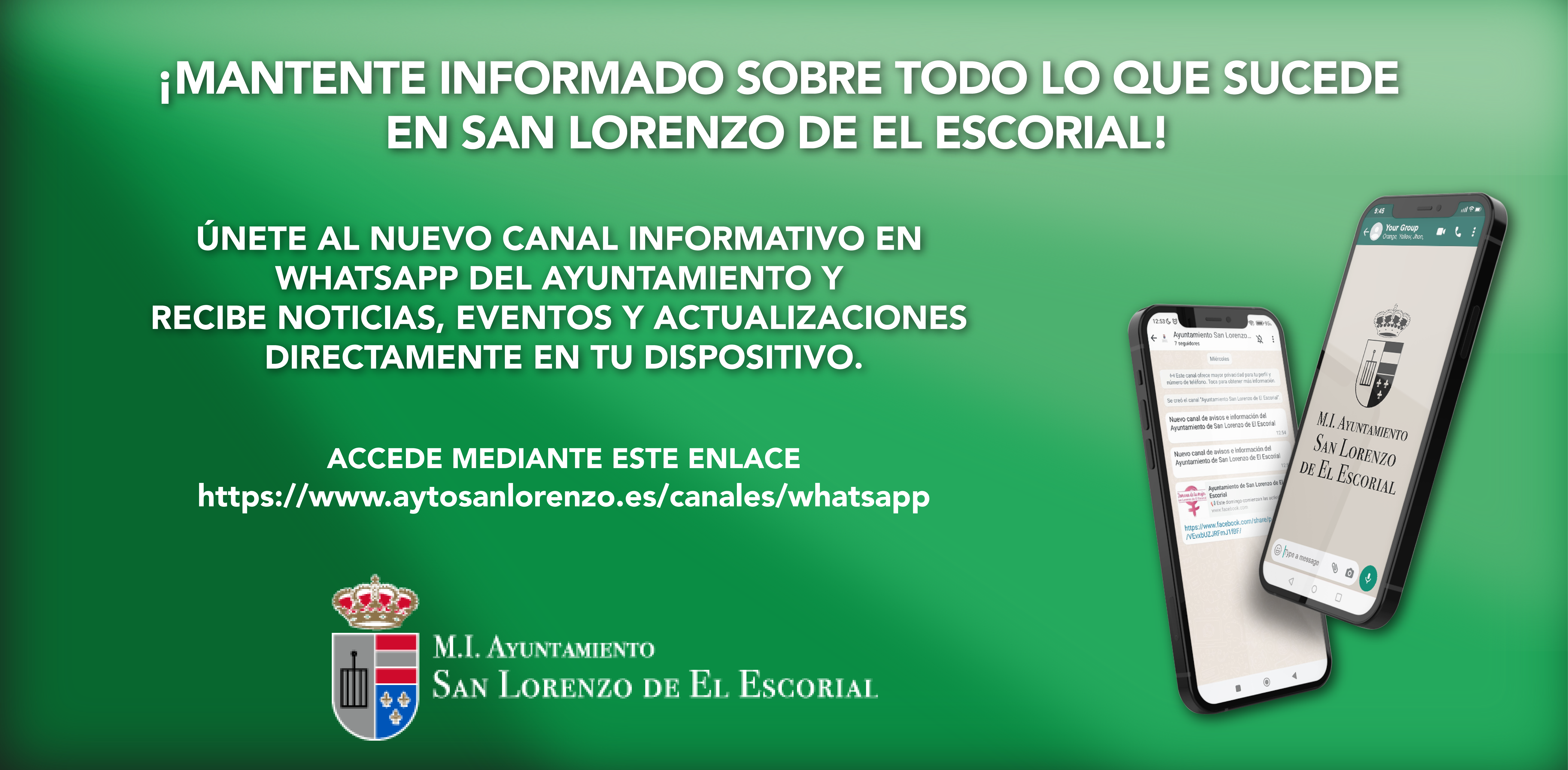 Nuevo canal de WhatsApp del Ayuntamiento de San Lorenzo de El Escorial